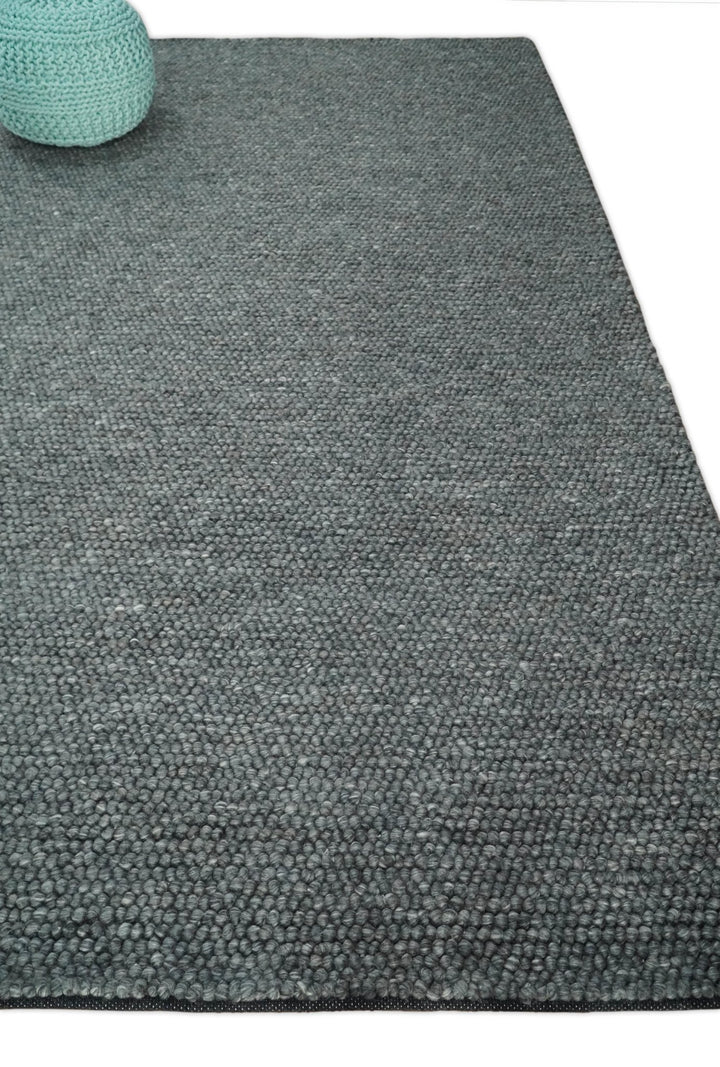6x9 and 8x10 Solid Charcoal Gray Wool Blend Felted Chunky Hand Woven Area Rug | DOV2 - The Rug Decor