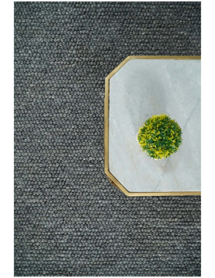 6x9 and 8x10 Solid Charcoal Gray Wool Blend Felted Chunky Hand Woven Area Rug | DOV2 - The Rug Decor