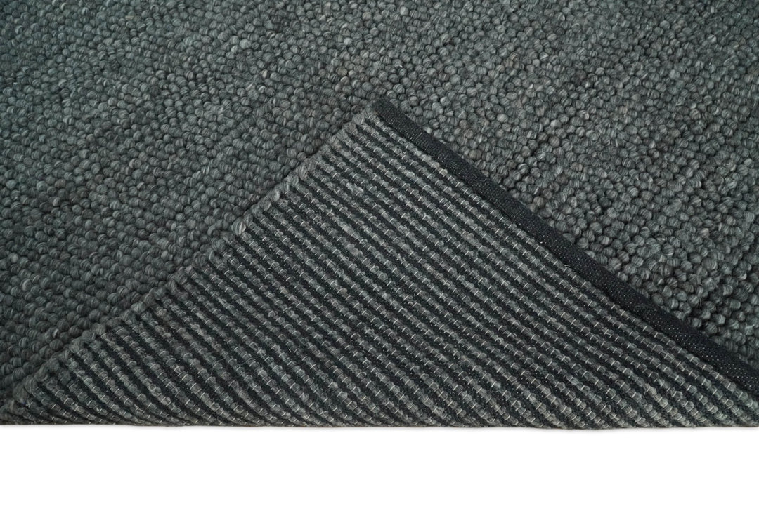 6x9 and 8x10 Solid Charcoal Gray Wool Blend Felted Chunky Hand Woven Area Rug | DOV2 - The Rug Decor