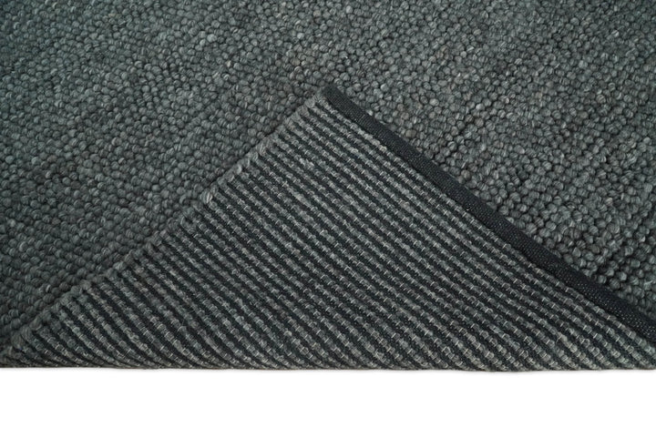 6x9 and 8x10 Solid Charcoal Gray Wool Blend Felted Chunky Hand Woven Area Rug | DOV2 - The Rug Decor