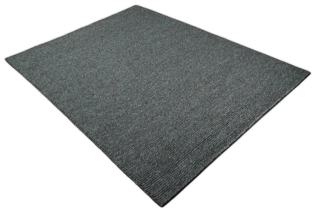 6x9 and 8x10 Solid Charcoal Gray Wool Blend Felted Chunky Hand Woven Area Rug | DOV2 - The Rug Decor