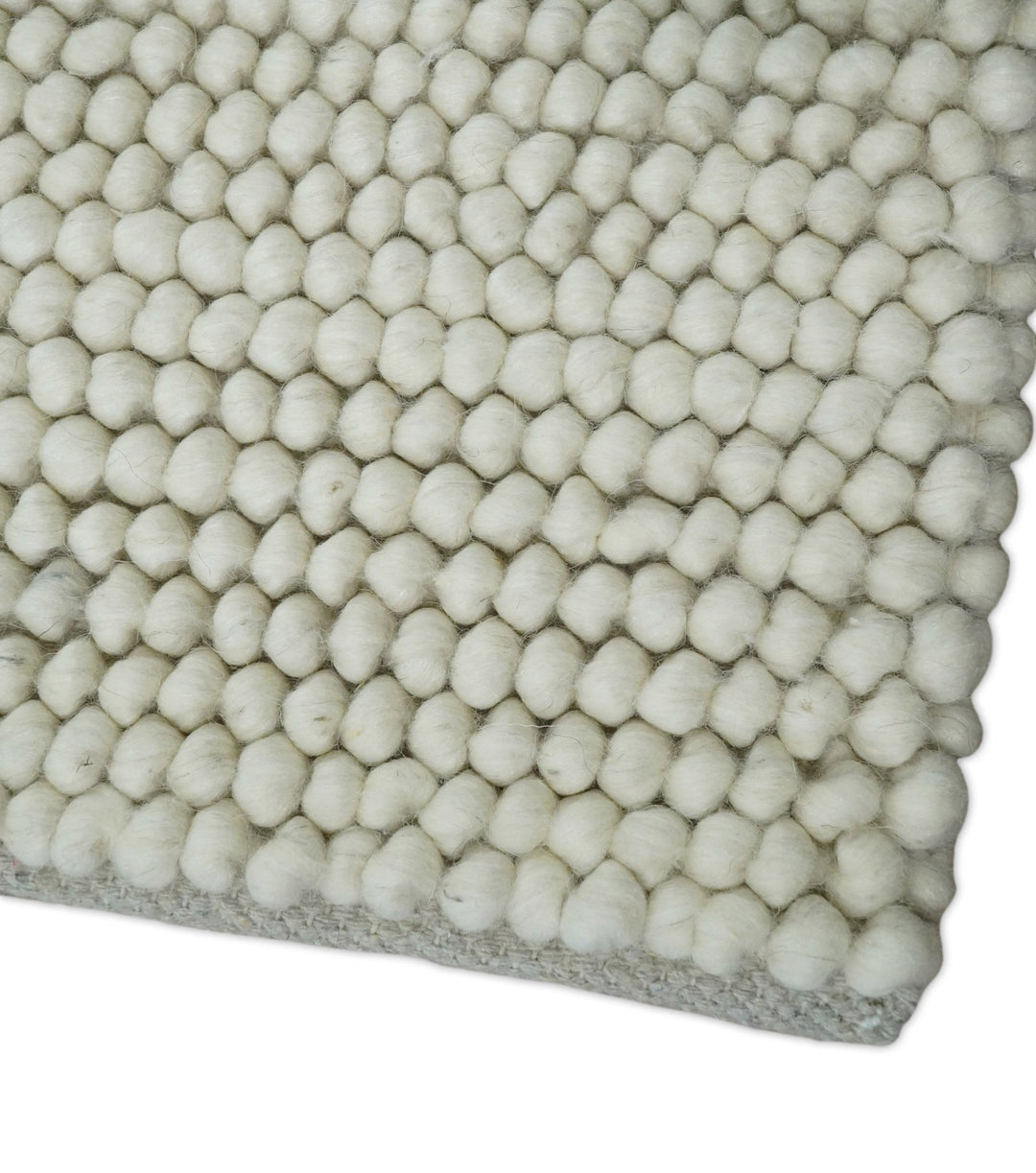 6x9 and 8x10 Solid Ivory Wool Blend Felted Chunky Hand Woven Area Rug | DOV1 - The Rug Decor