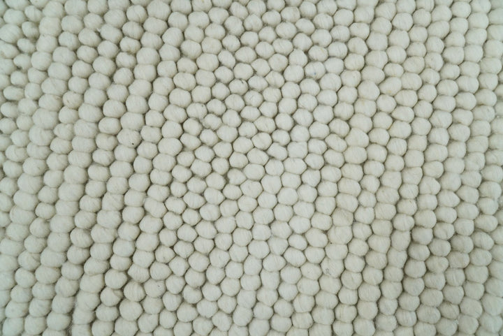 6x9 and 8x10 Solid Ivory Wool Blend Felted Chunky Hand Woven Area Rug | DOV1 - The Rug Decor