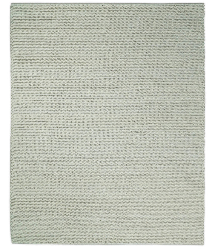 6x9 and 8x10 Solid Ivory Wool Blend Felted Chunky Hand Woven Area Rug | DOV1 - The Rug Decor