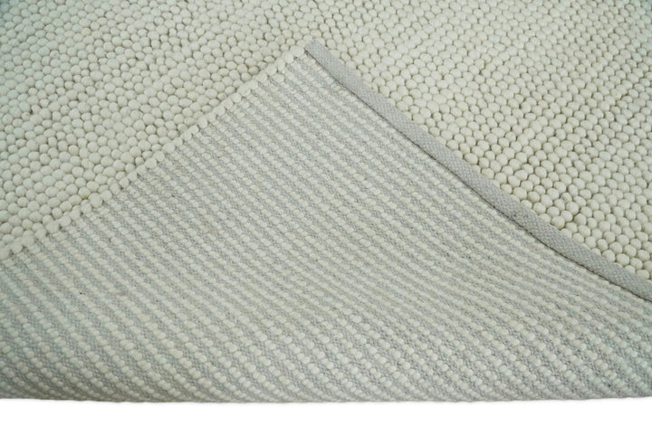 6x9 and 8x10 Solid Ivory Wool Blend Felted Chunky Hand Woven Area Rug | DOV1 - The Rug Decor