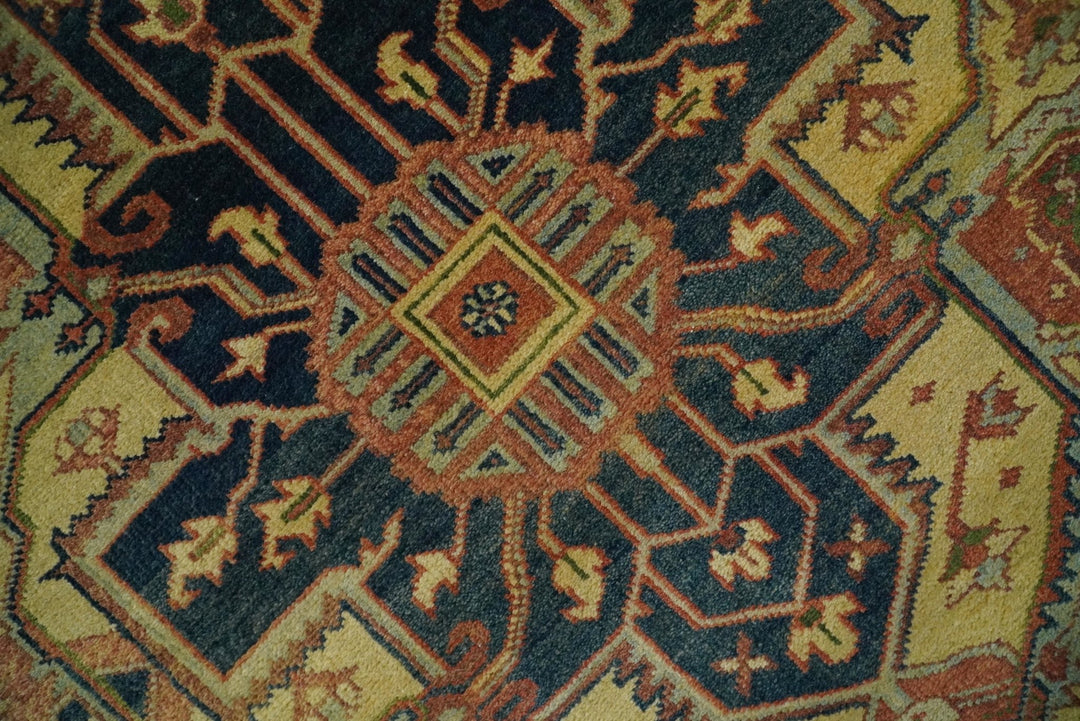 6x9 and 9x12 Red and Blue Antique Persian Heriz Serapi Hand knotted wool Area Rug | TRD752 - The Rug Decor