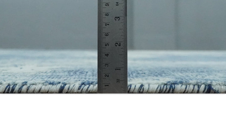 6x9 Blue, Ivory and Gray Modern Abstract Hand Loomed Blended wool and Art silk Area Rug - The Rug Decor