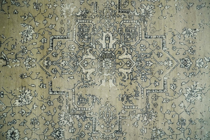 6x9 Fine Hand Knotted Beige and Black Traditional Vintage Persian Style Antique Wool Rug | AGR4 - The Rug Decor