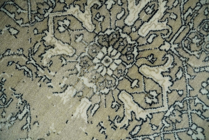 6x9 Fine Hand Knotted Beige and Black Traditional Vintage Persian Style Antique Wool Rug | AGR4 - The Rug Decor