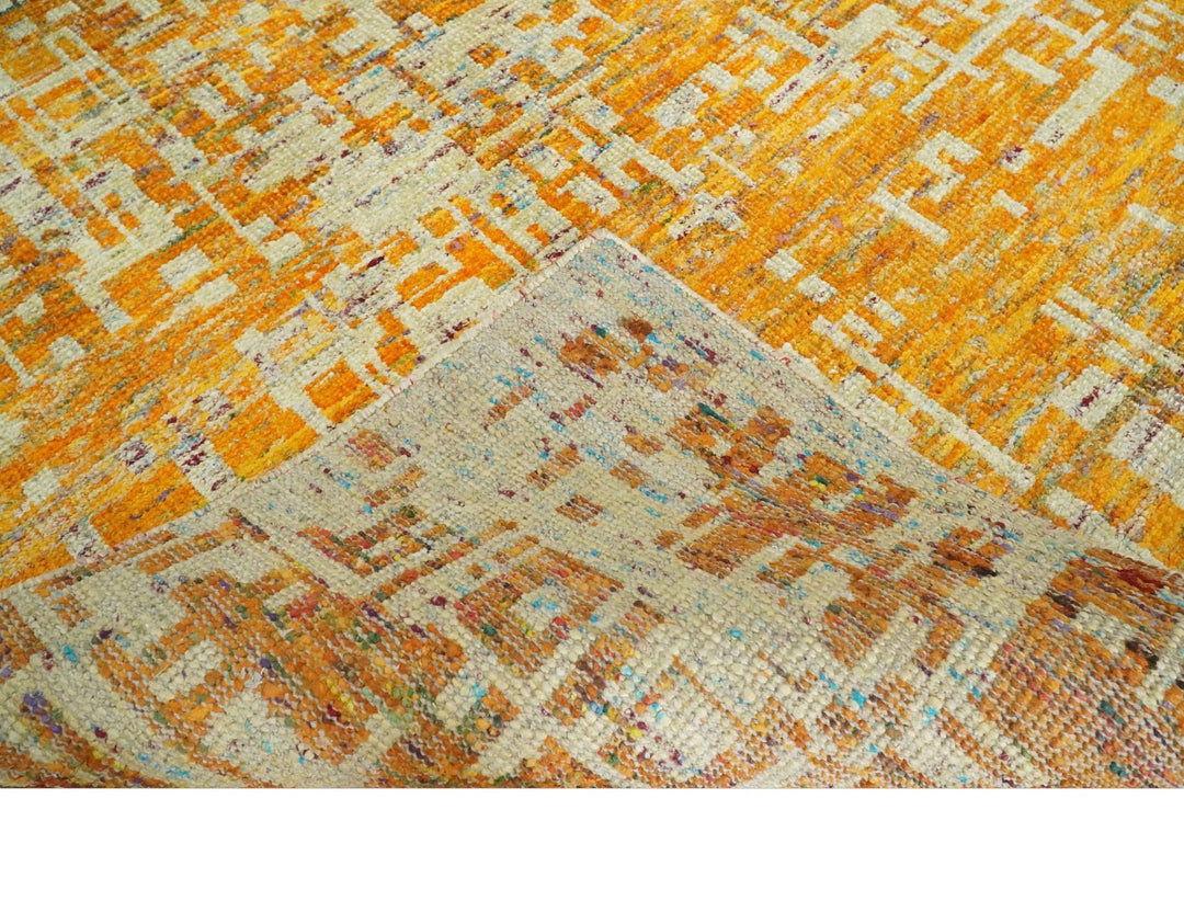 6x9 Gold and Ivory Modern Abstract Recycled wool Area Rug - The Rug Decor