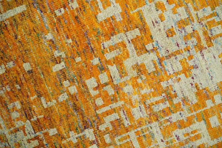 6x9 Gold and Ivory Modern Abstract Recycled wool Area Rug - The Rug Decor