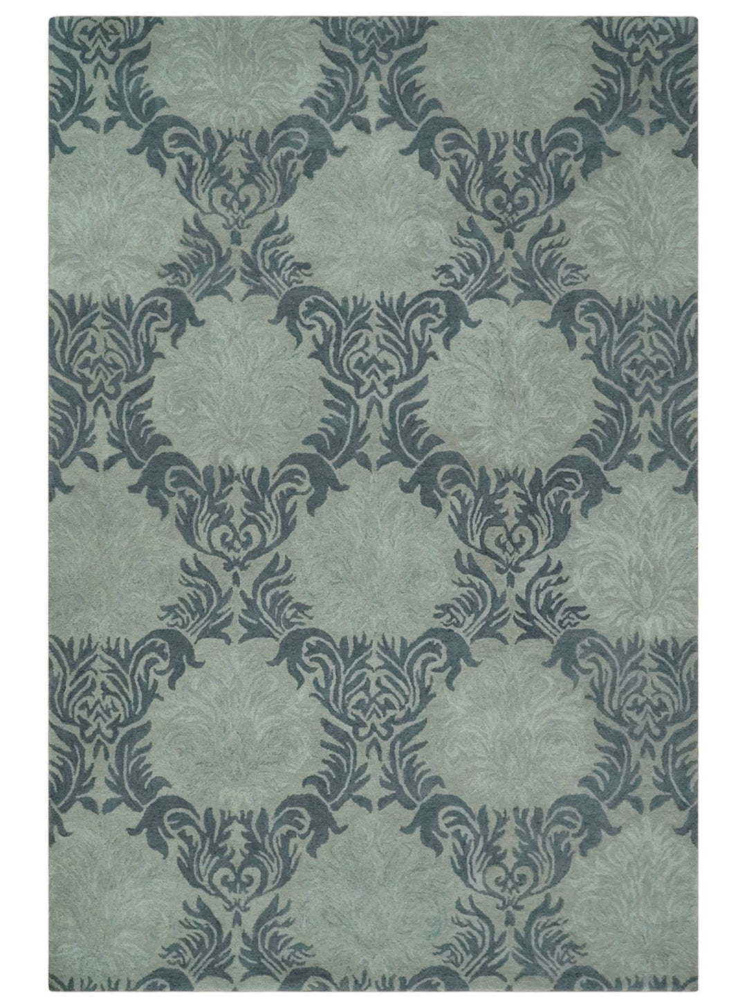 6x9 Gray and Charcoal Ikat Pattern Hand Tufted Wool Area Rug - The Rug Decor