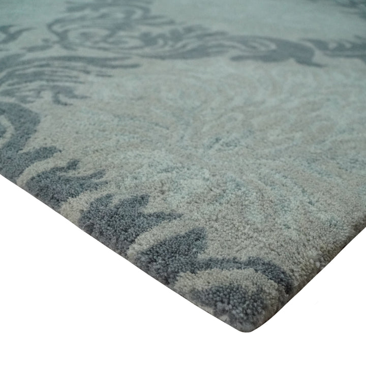 6x9 Gray and Charcoal Ikat Pattern Hand Tufted Wool Area Rug - The Rug Decor