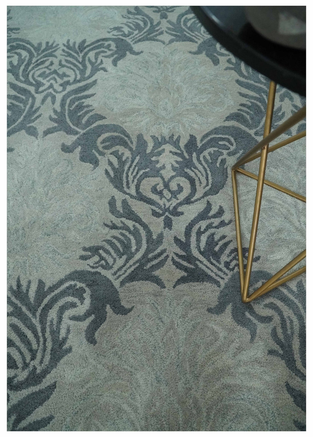 6x9 Gray and Charcoal Ikat Pattern Hand Tufted Wool Area Rug - The Rug Decor