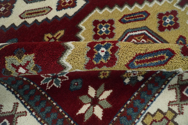 6x9 Hand Knotted Antique Kazak Red and Ivory Traditional Tribal Armenian Rug | KZA14 - The Rug Decor