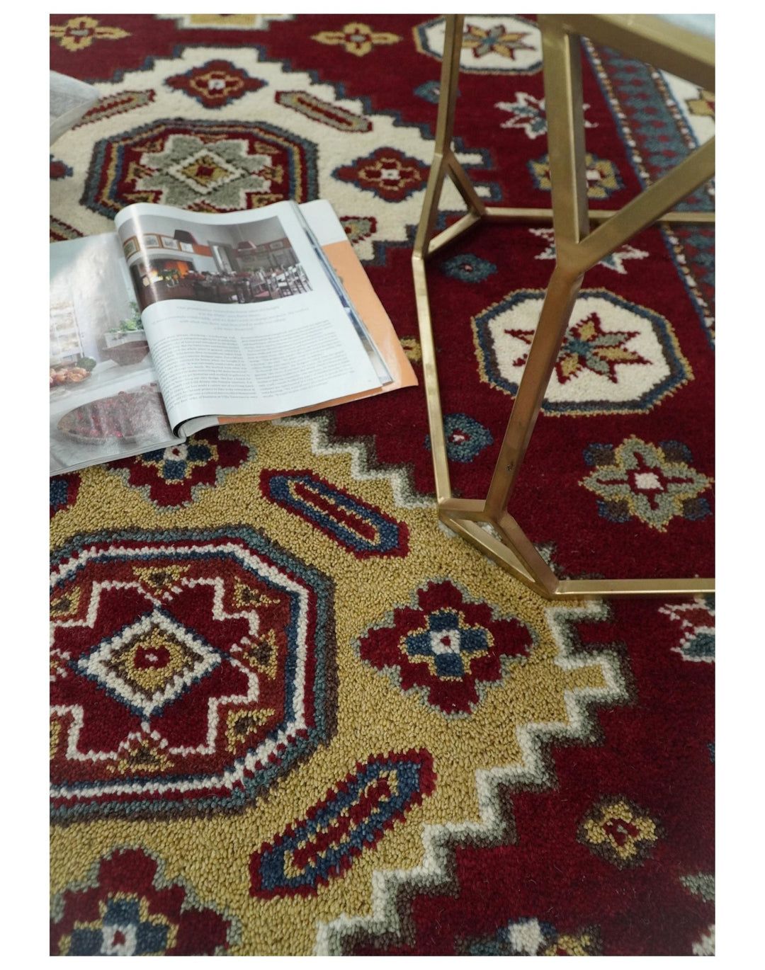 6x9 Hand Knotted Antique Kazak Red and Ivory Traditional Tribal Armenian Rug | KZA14 - The Rug Decor