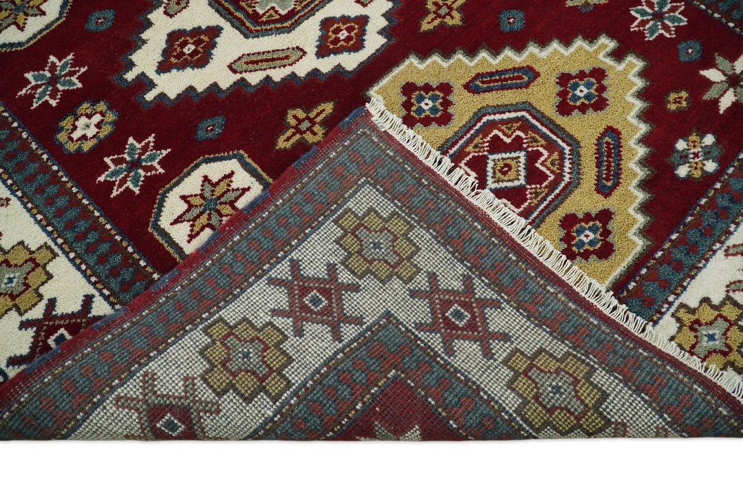 6x9 Hand Knotted Antique Kazak Red and Ivory Traditional Tribal Armenian Rug | KZA14 - The Rug Decor