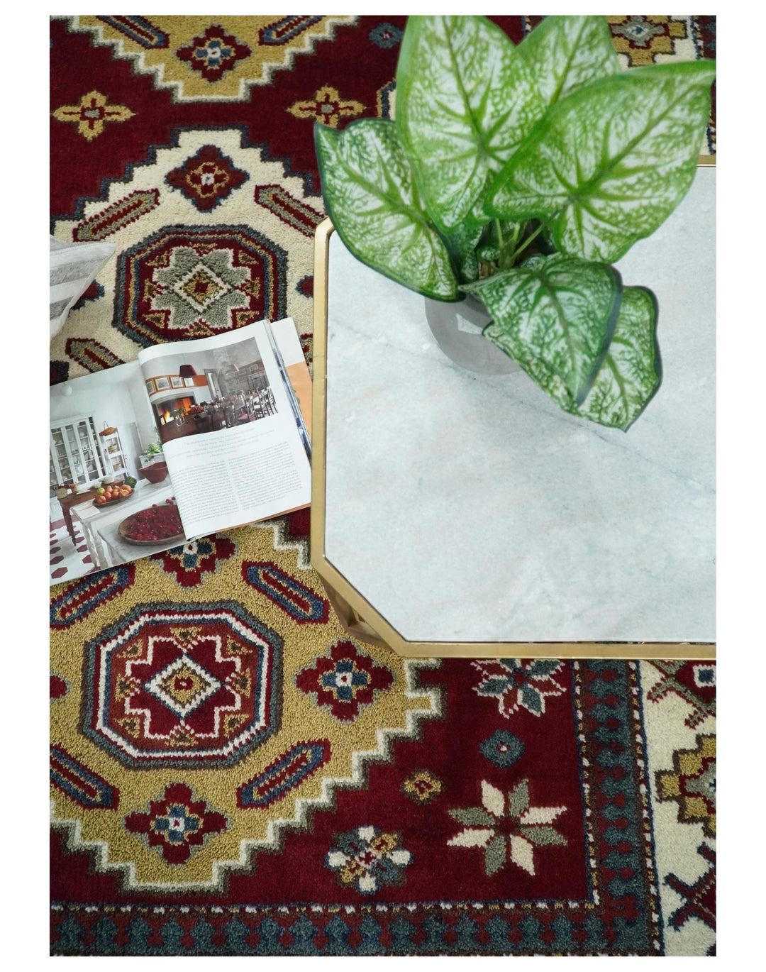 6x9 Hand Knotted Antique Kazak Red and Ivory Traditional Tribal Armenian Rug | KZA14 - The Rug Decor