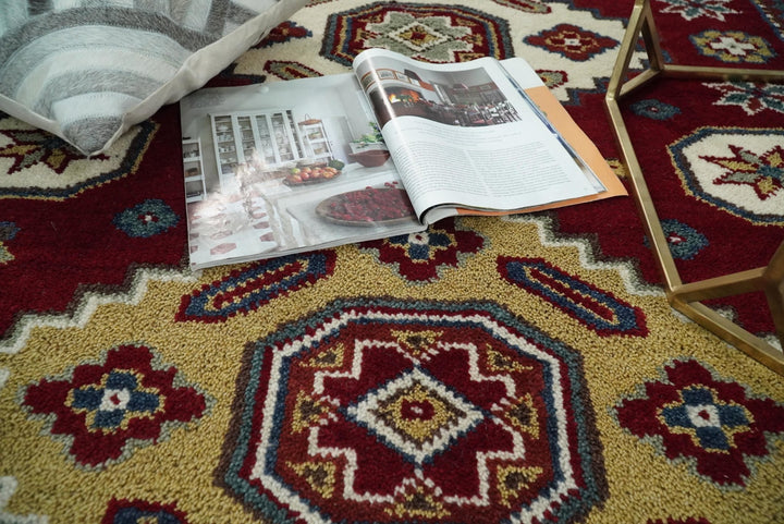 6x9 Hand Knotted Antique Kazak Red and Ivory Traditional Tribal Armenian Rug | KZA14 - The Rug Decor