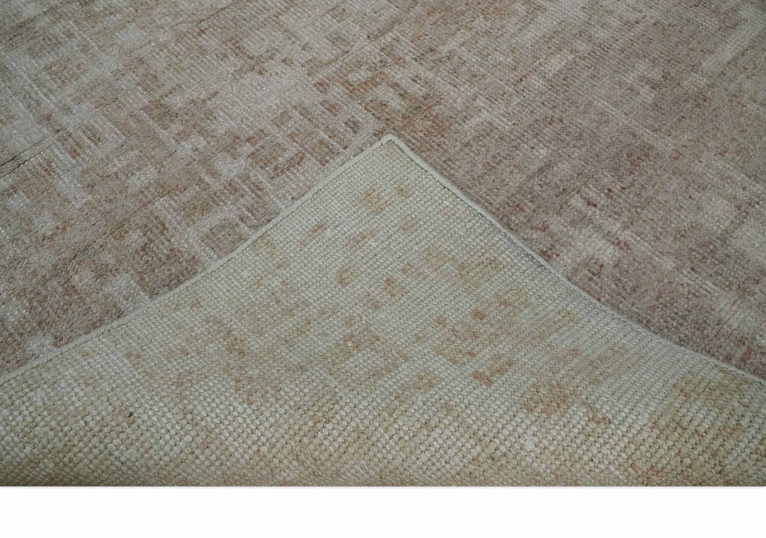 6x9 Hand Knotted Beige and Ivory Modern Abstract Contemporary Recycled wool Area Rug - The Rug Decor