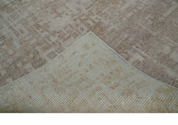 6x9 Hand Knotted Beige and Ivory Modern Abstract Contemporary Recycled wool Area Rug - The Rug Decor