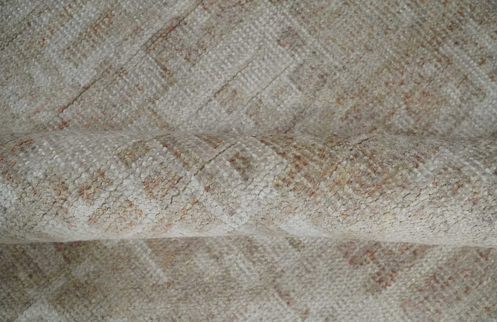 6x9 Hand Knotted Beige and Ivory Modern Abstract Contemporary Recycled wool Area Rug - The Rug Decor