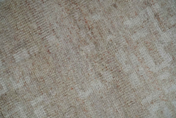 6x9 Hand Knotted Beige and Ivory Modern Abstract Contemporary Recycled wool Area Rug - The Rug Decor