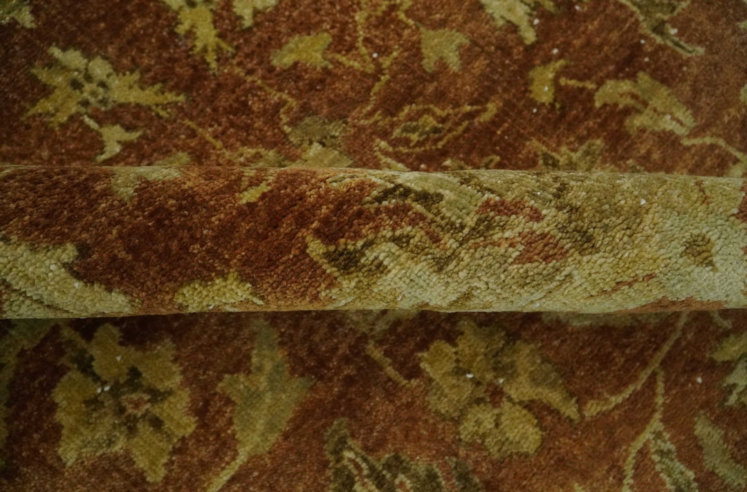 6x9 Hand Knotted Beige and Rust Traditional Oushak Wool Area Rug - The Rug Decor