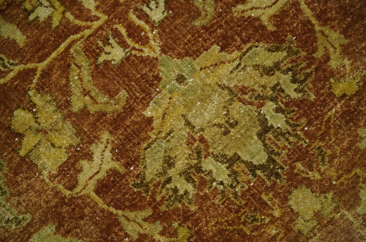 6x9 Hand Knotted Beige and Rust Traditional Oushak Wool Area Rug - The Rug Decor