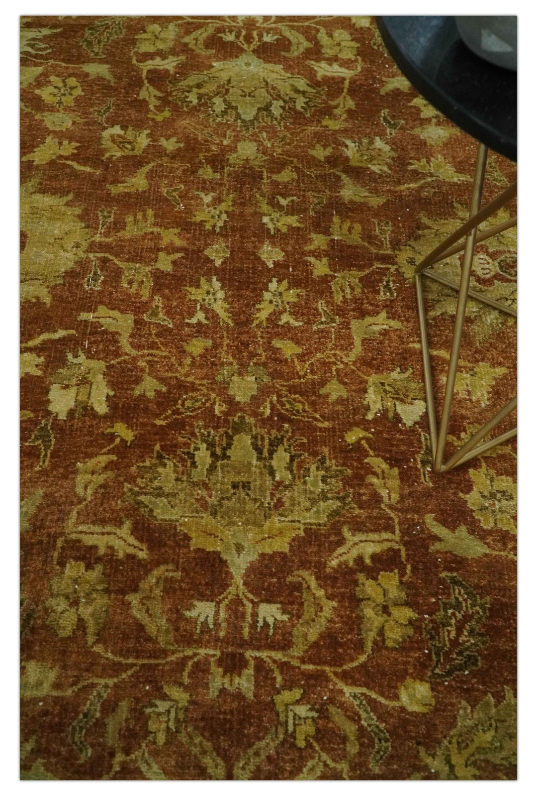 6x9 Hand Knotted Beige and Rust Traditional Oushak Wool Area Rug - The Rug Decor