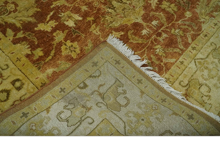 6x9 Hand Knotted Beige and Rust Traditional Oushak Wool Area Rug - The Rug Decor
