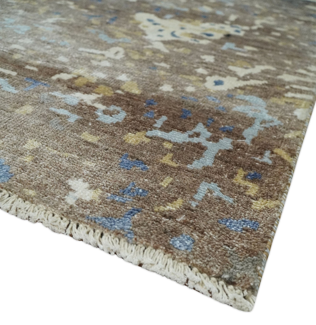 6x9 Ivory, Charcoal and Silver Modern Abstract Hand Knotted Wool Area Rug - The Rug Decor