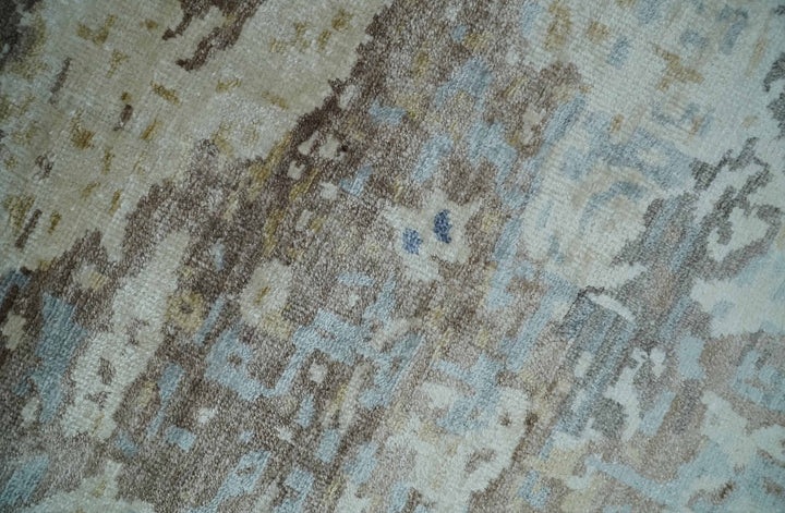 6x9 Ivory, Charcoal and Silver Modern Abstract Hand Knotted Wool Area Rug - The Rug Decor