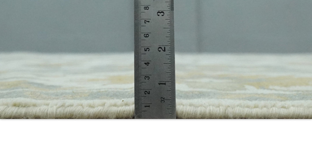 8.6x10 Ivory, Beige and Charcoal Hand Knotted Heriz Serapi Floral Area Rug | TRDCP1186810 - The Rug Decor