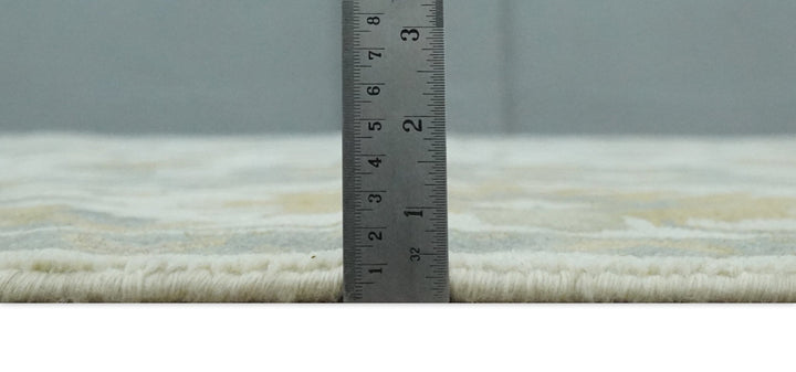 8.6x10 Ivory, Beige and Charcoal Hand Knotted Heriz Serapi Floral Area Rug | TRDCP1186810 - The Rug Decor