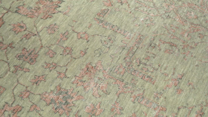 9x12 Fine Hand Knotted Beige and Peach Traditional Vintage Persian Style Antique Wool and Silk Rug | TRDCP662912