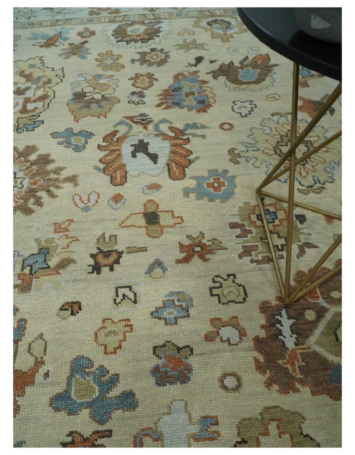 8x10, 9x12, 10x14 and 12x15 Hand Knotted Beige and Ivory Traditional Persian Oushak Wool Area Rug | NT24 - The Rug Decor