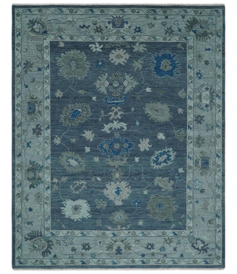 8x10, 9x12, 10x14 and 12x15 Hand Knotted Gray and Silver Traditional Oushak Wool Rug | NT43 - The Rug Decor