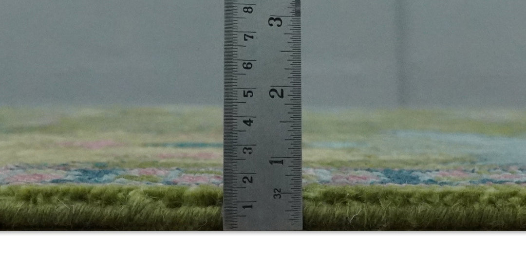 8x10, 9x12, 10x14 and 12x15 Moss Green, Blue and Peach Hand Knotted Vibrant colorful Donegal Design Wool Rug | TRDCP1491 - The Rug Decor