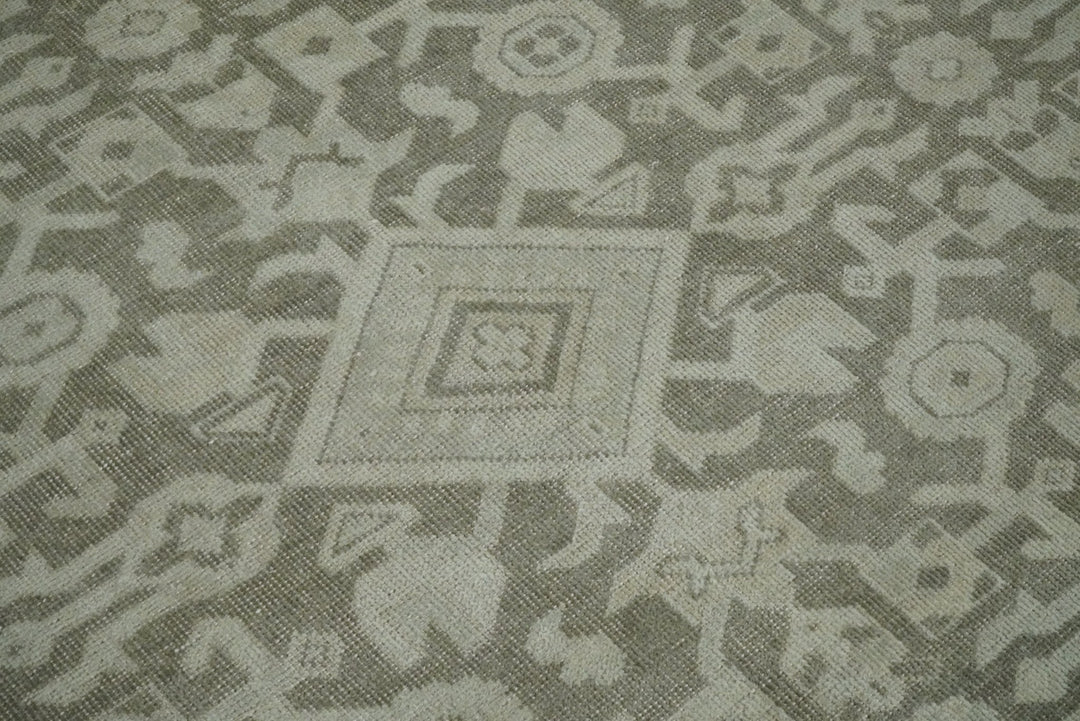 8x10, 9x12 and 10x14 Brown and Beige Hand Knotted Wool Low Pile Vintage Area Rug | AIN3 - The Rug Decor