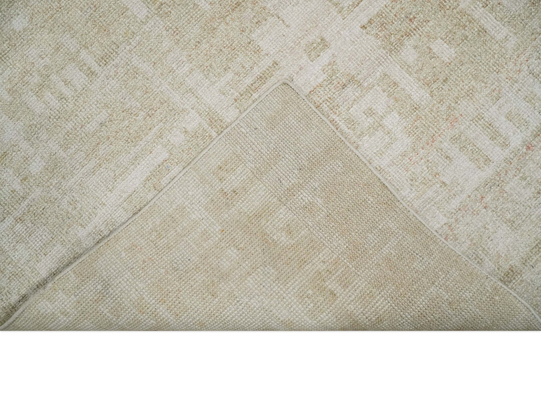 8x10, 9x12 and 10x14 Hand Knotted Ivory and Beige Modern Abstract Contemporary Recycled Silk Area Rug | OP14 - The Rug Decor