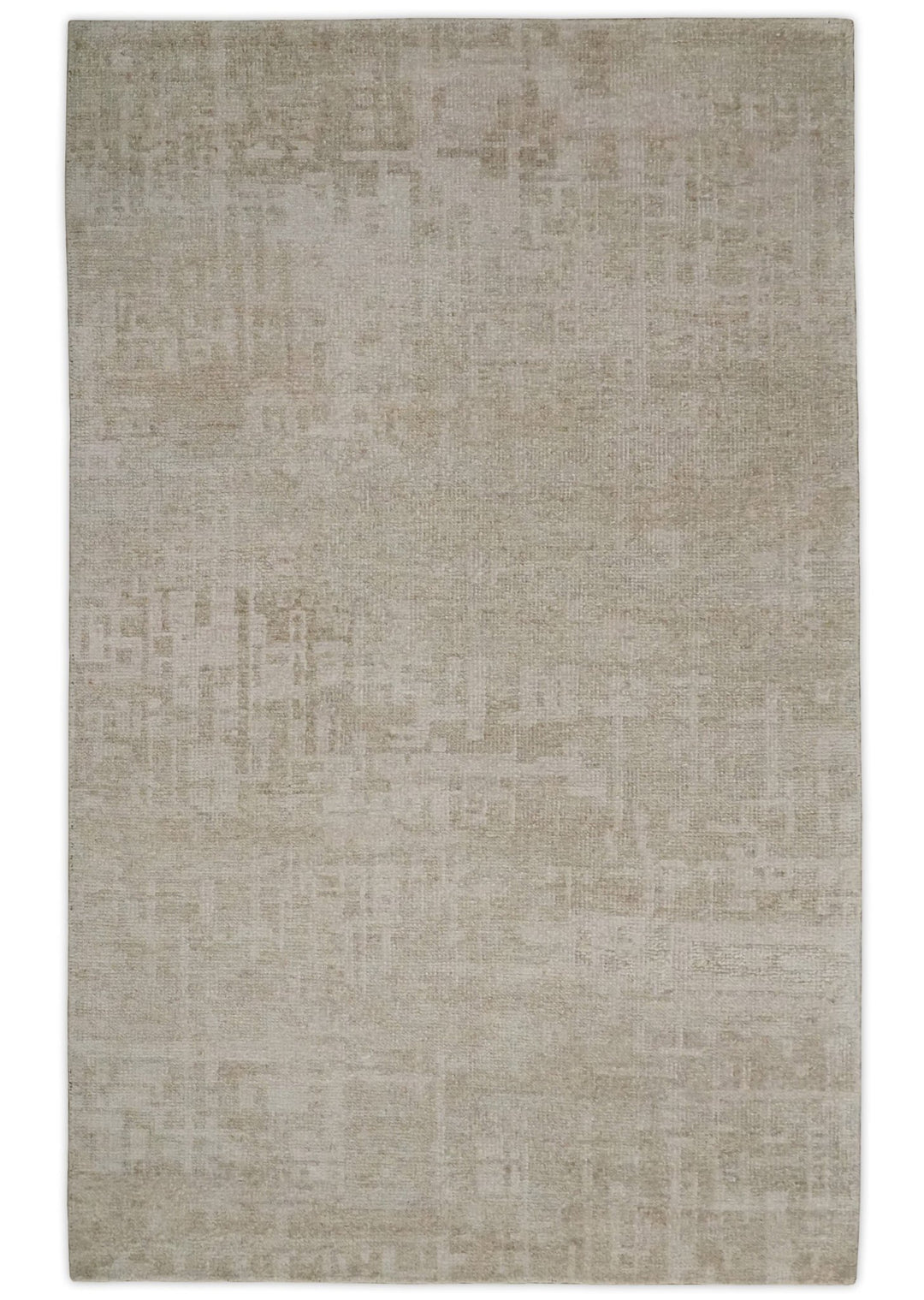 8x10, 9x12 and 10x14 Hand Knotted Ivory and Beige Modern Abstract Contemporary Recycled Silk Area Rug | OP14 - The Rug Decor