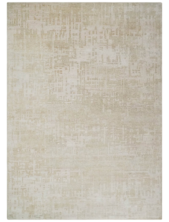 8x10, 9x12 and 10x14 Hand Knotted Ivory and Beige Modern Abstract Contemporary Recycled Silk Area Rug | OP14 - The Rug Decor