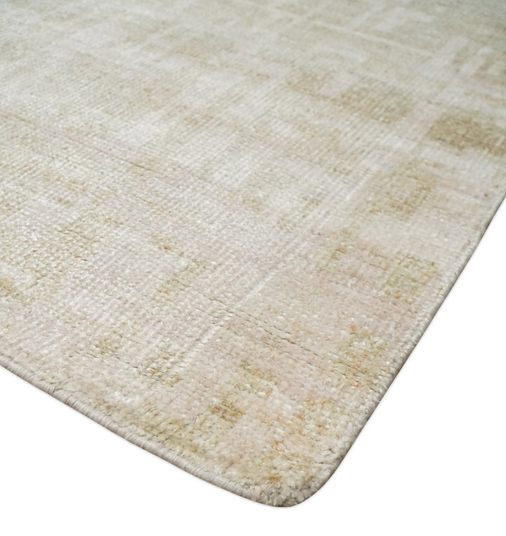 8x10, 9x12 and 10x14 Hand Knotted Ivory and Beige Modern Abstract Contemporary Recycled Silk Area Rug | OP14 - The Rug Decor
