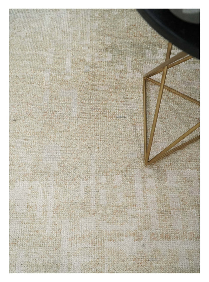8x10, 9x12 and 10x14 Hand Knotted Ivory and Beige Modern Abstract Contemporary Recycled Silk Area Rug | OP14 - The Rug Decor