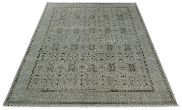 8x10, 9x12 and 10x14 Hand Knotted Wool Blend Silver and Brown Area Rug | EMP7 - The Rug Decor