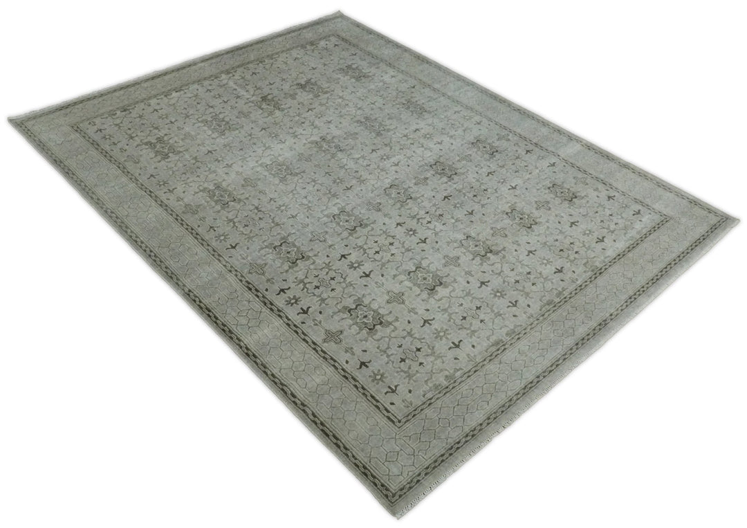 8x10, 9x12 and 10x14 Hand Knotted Wool Blend Silver and Brown Area Rug | EMP7 - The Rug Decor