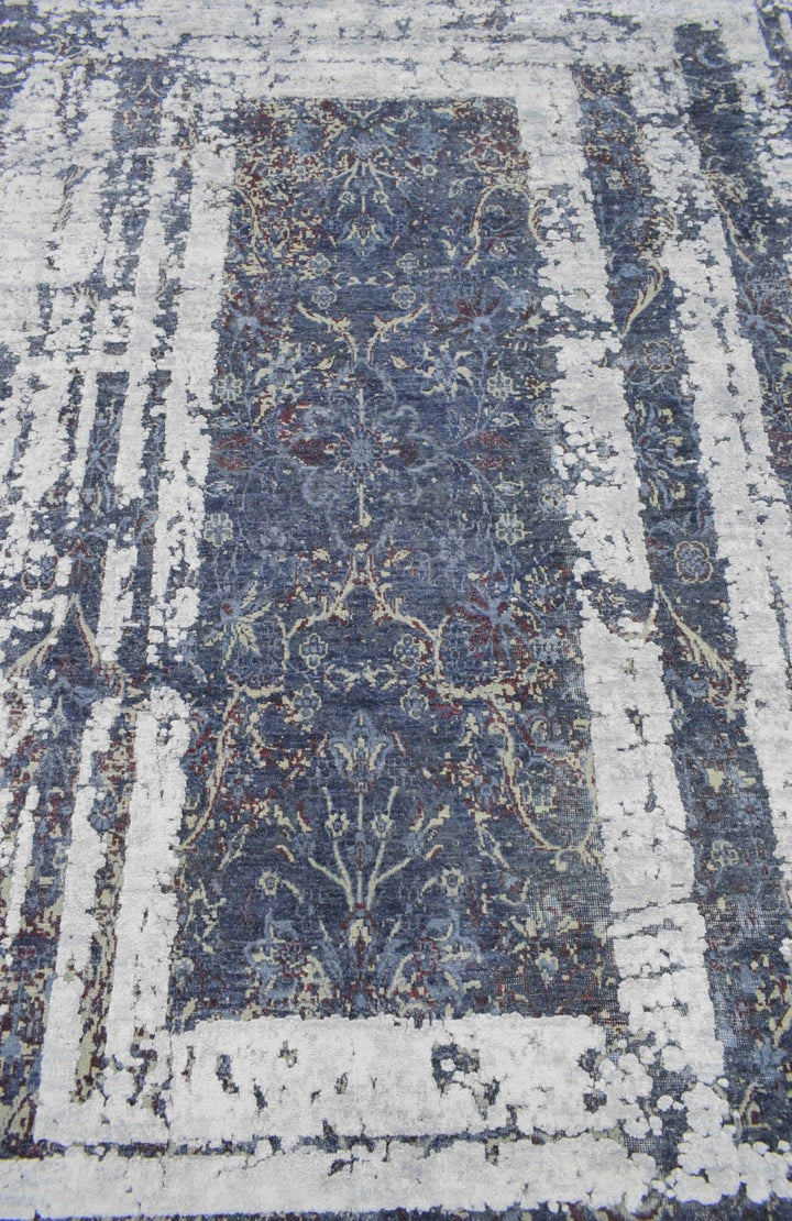 8'x10' | Abstract Design Handmade with Hand-spun Real Silk and Wool Area Rug - The Rug Decor