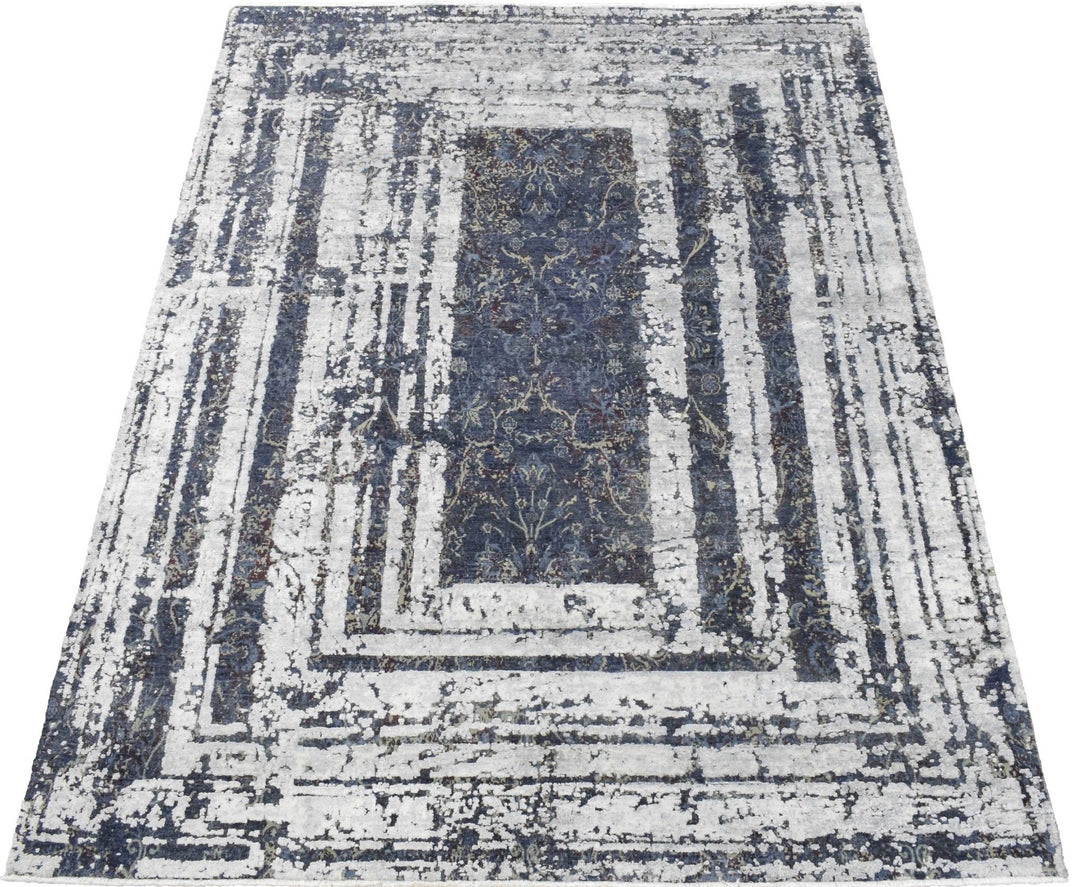 8'x10' | Abstract Design Handmade with Hand-spun Real Silk and Wool Area Rug - The Rug Decor