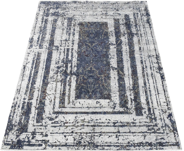 8'x10' | Abstract Design Handmade with Hand-spun Real Silk and Wool Area Rug - The Rug Decor